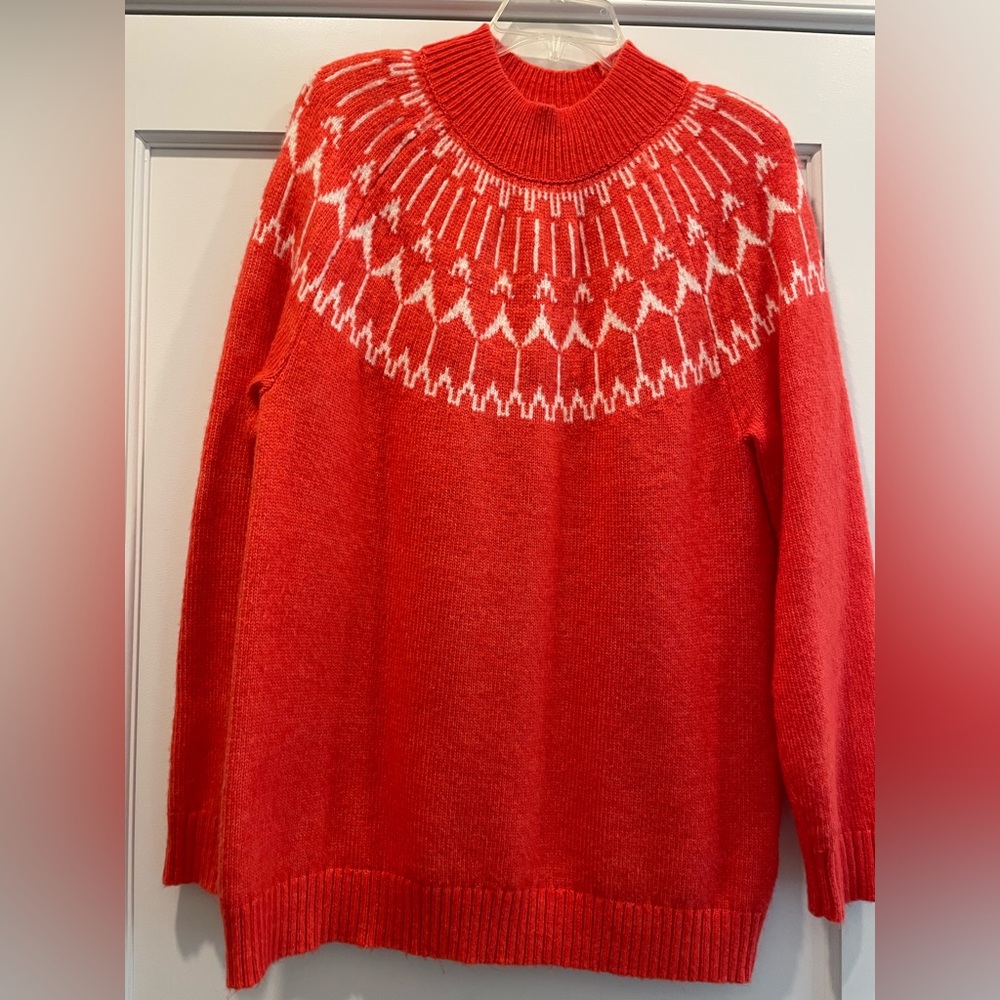Talbots Red and White Patterned Sweater L EUC